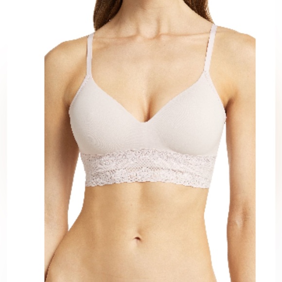 Natori Lace Trimmed Blush Wire Free Bralette size 34C - Picture 1 of 6